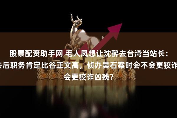 股票配资助手网 毛人凤想让沈醉去台湾当站长：沈醉去后职务肯定比谷正文高，侦办吴石案时会不会更狡诈凶残？